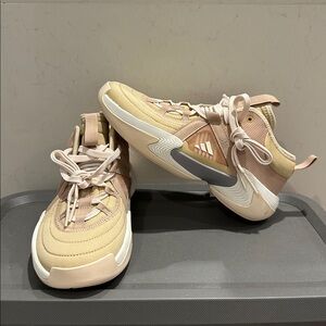 Adidas Beige and Off-White Basketball Shoes